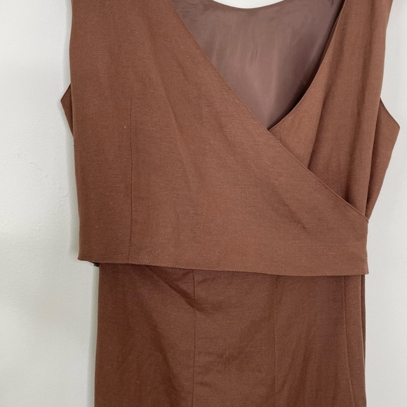 VTG Y2K Sleeveless Linen Midi Dress sequin dead stock vacation - Picture 9 of 13